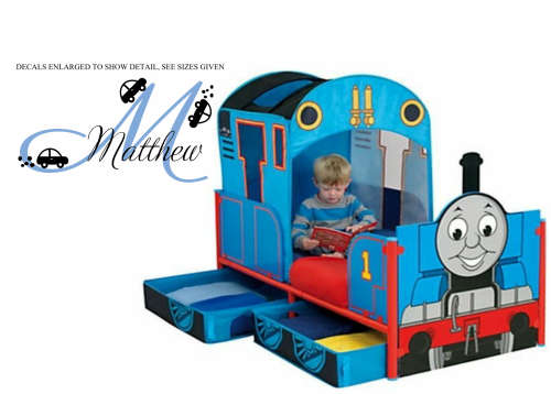 Free/Low Shipping - Personalised Boy's Monogram Letter with Cars X Large Wall Decal Sticker