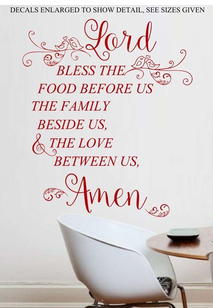 Free/Low Shipping - Bless The Food Before Us Quotation Small Wall Decal Sticker