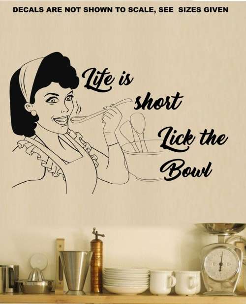 Free/Low Shipping - Life Is Too Short Lick The Bowl  Large Wall Decal Sticker
