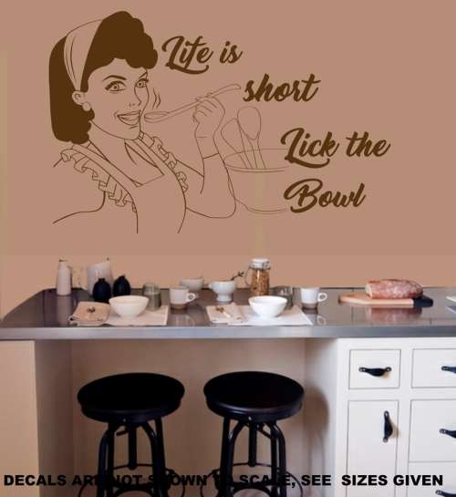 Free/Low Shipping - Life Is Too Short Lick The Bowl  Large Wall Decal Sticker