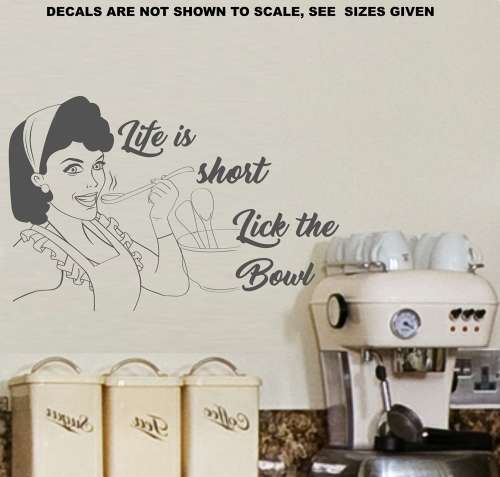 Free/Low Shipping - Life Is Too Short Lick The Bowl  Large Wall Decal Sticker