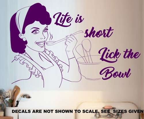 Free/Low Shipping - Life Is Too Short Lick The Bowl  Large Wall Decal Sticker