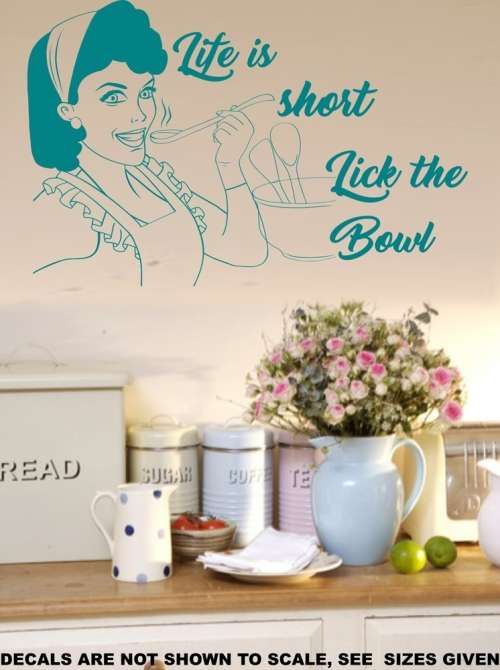 Free/Low Shipping - Life Is Too Short Lick The Bowl  Large Wall Decal Sticker