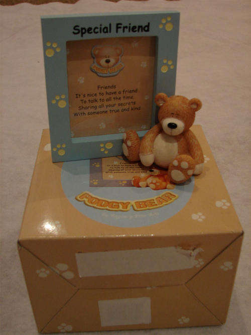 Podgy Bear Framed Poem with bear figurine