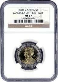 GRADED MS67 MANDELA 90TH BIRTHDAY COIN ON AUCTION