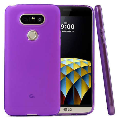Purple Transparent Matte TPU Gel Skin Cover Case for LG G5