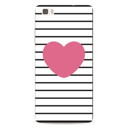 On Trend Striped Case with Heart Design TPU Protective Cover Case for Huawei P8 Lite