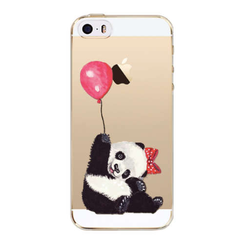 Cute Panda Holding Balloon Protective TPU Cover Case for the iPhone 5 5s 5se