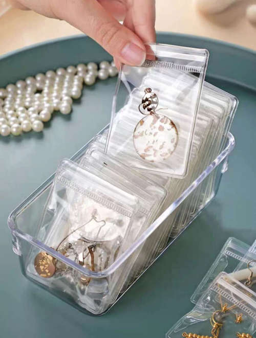 Clear Jewellery Box organizer  with 20 x Anti-oxidation Jewellery Storage Organizer