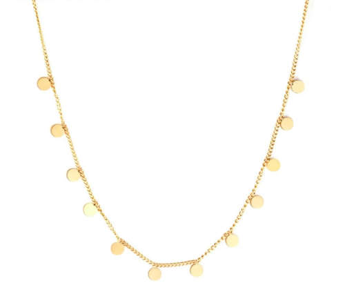 Gold Colour Stainless Steel Tiny Circle Discs Charm Necklace