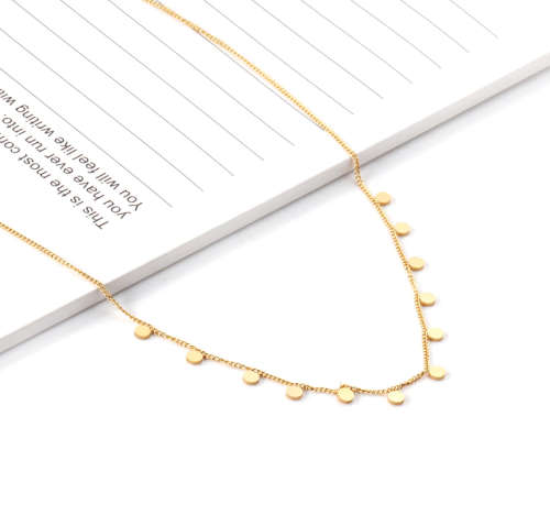 Gold Colour Stainless Steel Tiny Circle Discs Charm Necklace