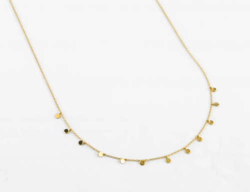 Gold Colour Stainless Steel Tiny Circle Discs Charm Necklace