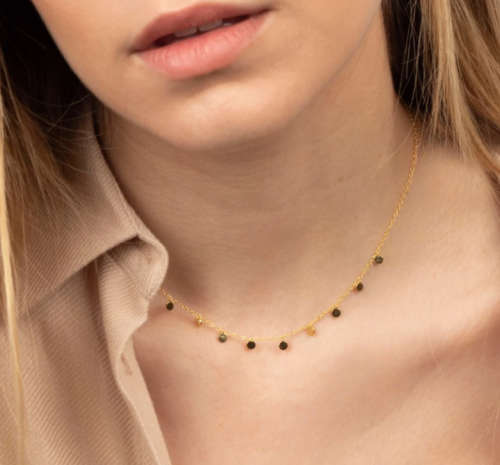 Gold Colour Stainless Steel Tiny Circle Discs Charm Necklace