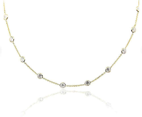 Gold Colour Stainless Steel with Cubic Zirconia Long Necklace 57cm + 5cm extender