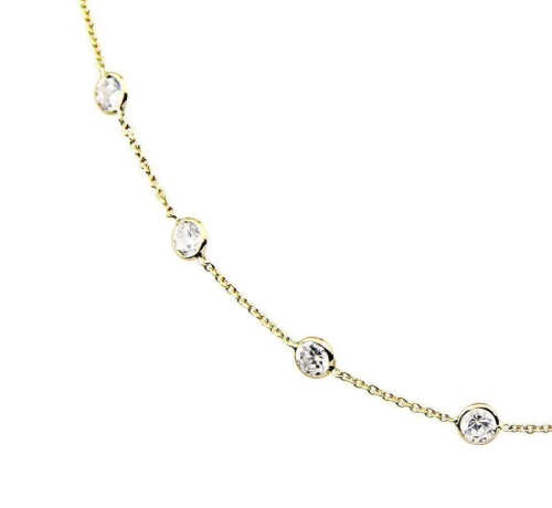 Gold Colour Stainless Steel with Cubic Zirconia Long Necklace 57cm + 5cm extender
