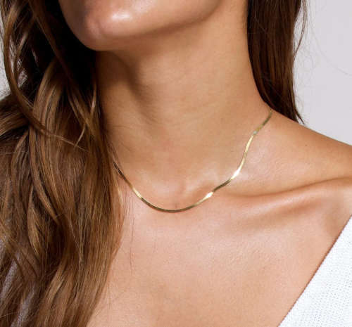 3mm Stainless Steel Gold Colour Herringbone Necklace