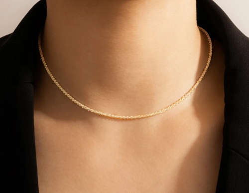 Sparkling Gold Colour Zinc Alloy Short Necklace with 5cm Extender in Jewellery Gift Box