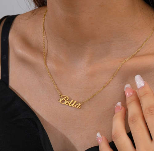 Bella Gold Colour Stainless Steel Name Necklace - Non Tarnish