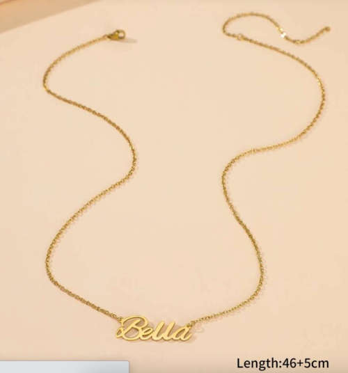 Bella Gold Colour Stainless Steel Name Necklace - Non Tarnish