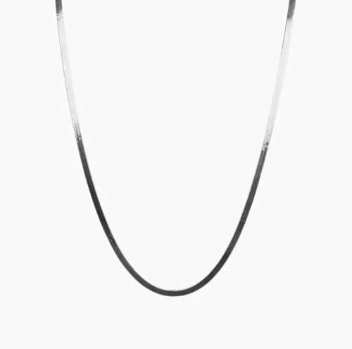 Silver Colour Stainless Steel 3mm wide Herringbone Necklace