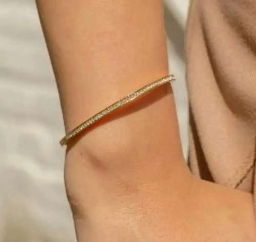 Gorgeous Cubic Zirconia Stainless Steel Clip Bangle