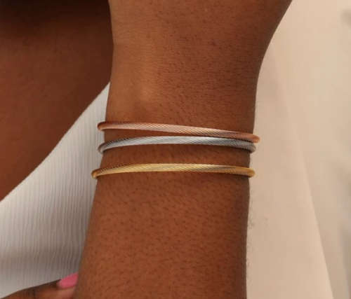 Set of 3 Stainless Steel Twist Cuff Bangles - 6cm Diameter