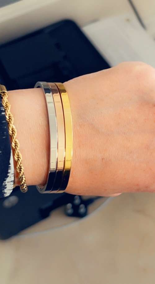 Set of 3 Gorgeous Solid Stainless Steel Gold, Silver and Rose Gold Colour Stainless Steel Bangles