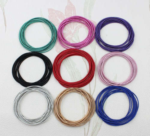 Black Stretchies - Guitar String Coil Bracelets - Set of 10