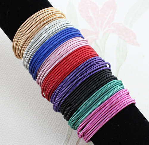 Black Stretchies - Guitar String Coil Bracelets - Set of 10