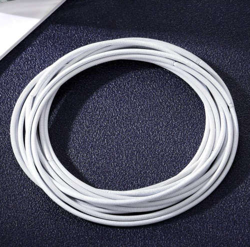 White Stretchies - Guitar String Coil Bracelets - Set of 10