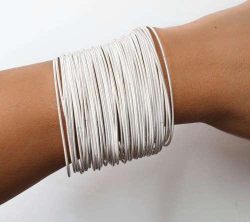 White Stretchies - Guitar String Coil Bracelets - Set of 10