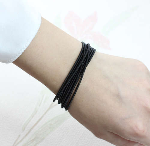 Black Stretchies - Guitar String Coil Bracelets - Set of 10