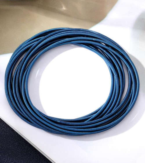 Blue Stretchies - Guitar String Coil Bracelets - Set of 10