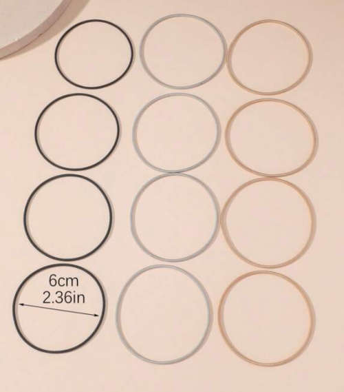 Black, Gold and Silver Stretchies - Guitar String Coil Bracelets - Set of 12