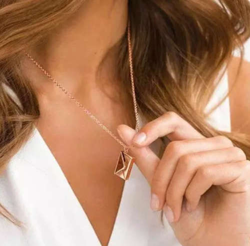 Rose Gold Colour Openable Envelope Love Letter Stainless Steel Necklace with jewellery gift box