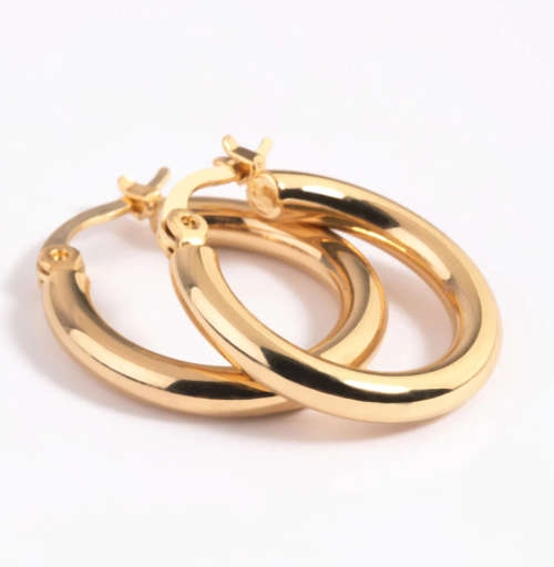 Gold Colour Stainless Steel Hoop Earrings in Jewellery Gift Box