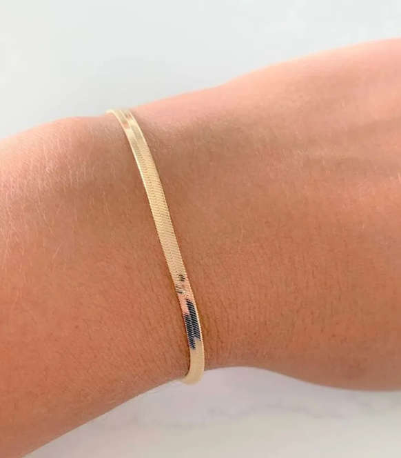 Gorgeous Rose Gold Stainless Steel Snake Chain / Herringbone Style Bracelet - 16.5cm and 4mm width