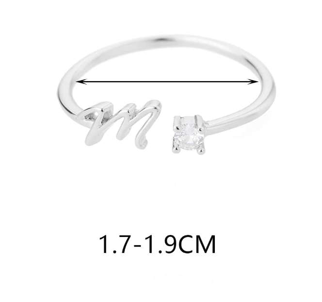 `N` Initial / Letter Silver Colour Stainless Steel Ring in High Quality Velvet Ring Gift Box