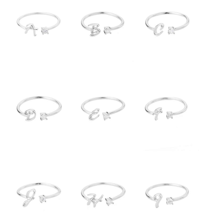 `N` Initial / Letter Silver Colour Stainless Steel Ring in High Quality Velvet Ring Gift Box