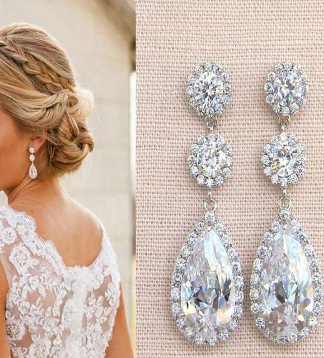Beautiful Bridal or Elegant Wear Cubic Earrings in High Quality Velvet Jewellery Gift Box