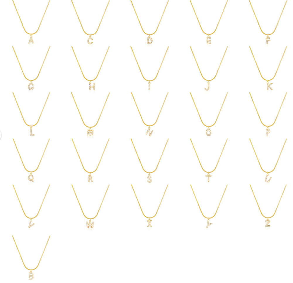 Gorgeous `D` Initial / Letter Gold Colour Stainless Steel Charm Snake / Herringbone Pendant Necklace