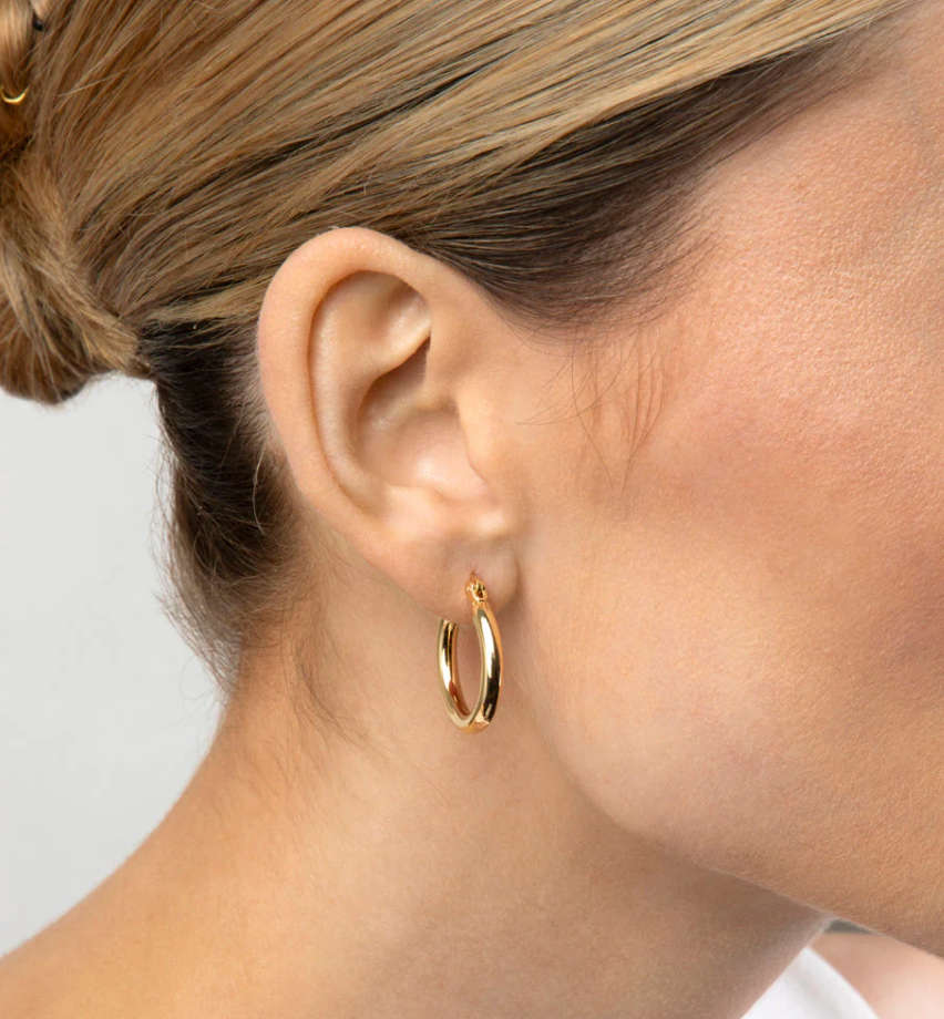 Gold Colour Stainless Steel Round Hoop Earrings in Jewellery Gift Box