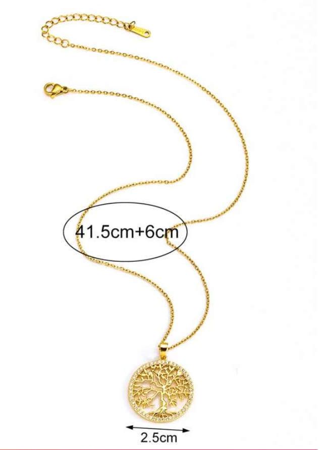 Colourful Tree Gold Stainless Steel Pendant Necklace in High Quality Velvet Jewellery Box