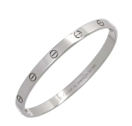 Silver Stainless Steel Love Bangle - Size 19 - 6.5cm inner diameter