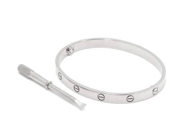 Silver Stainless Steel Love Bangle - Size 19 - 6.5cm inner diameter