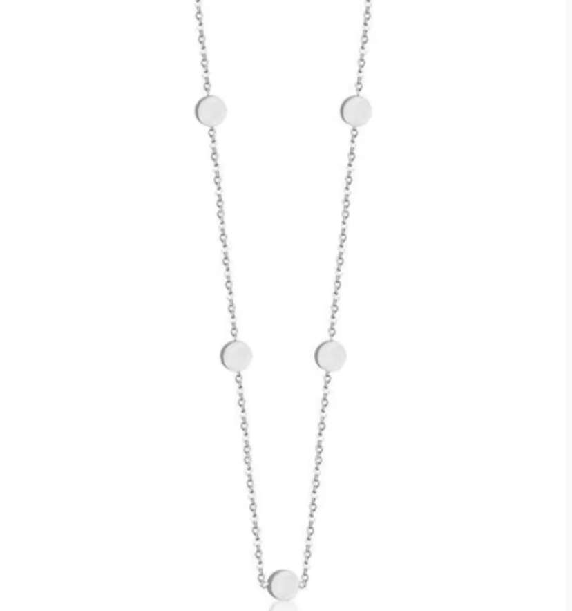 Silver Colour Stainless Steel Geometric Circle Choker or Longer Necklace