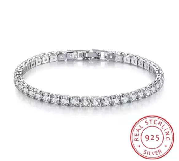 925 Silver Tennis Bracelet with AAA Grade Cubic Zirconia Stones - looks like the real deal!