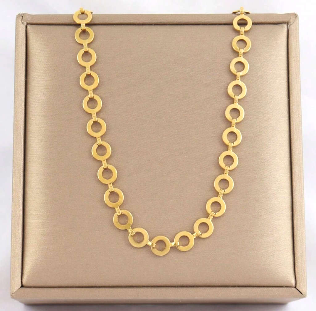Mini Dainty Hollow Circles Linked Gold Colour Stainless Steel Necklace