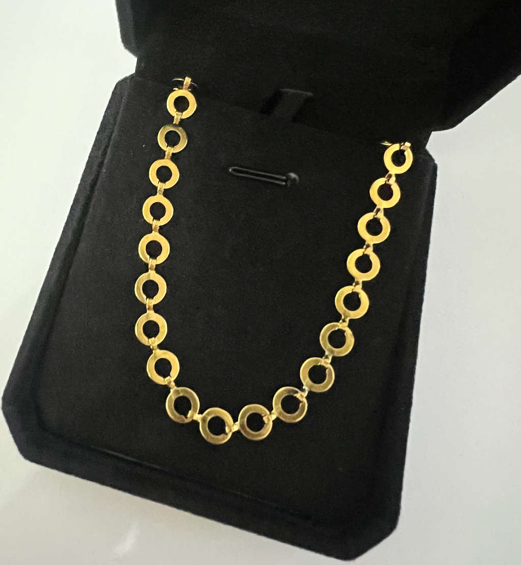 Mini Dainty Hollow Circles Linked Gold Colour Stainless Steel Necklace