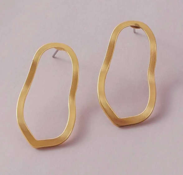 Gold Colour Hollow Geometric Earrings in Jewellery Gift Box